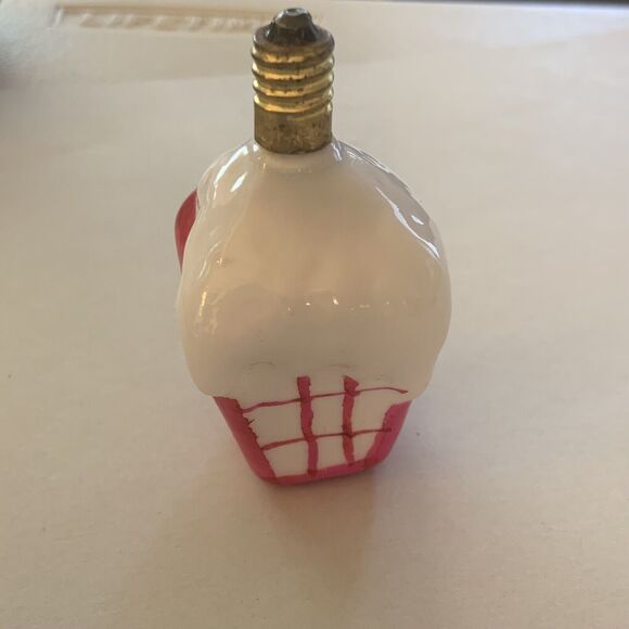 Vintage Figural Milk Glass Christmas Lantern Light Bulb Japan 16V WORKS Pink/wht - Picture 4 of 7